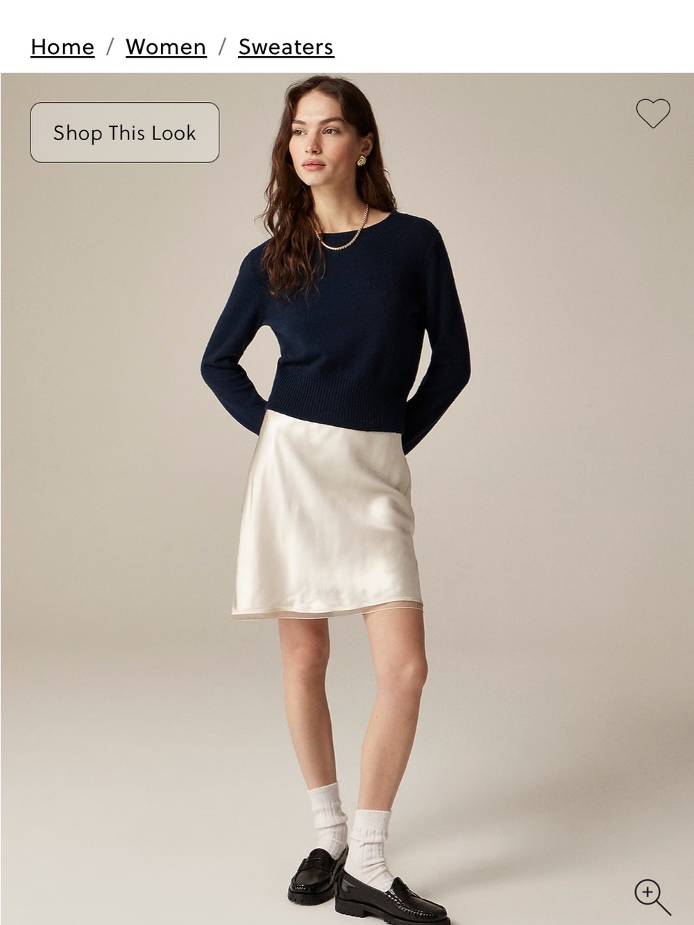 J. Crew Navy Cashmere shrunken crewneck sweater - Picture 2 of 4